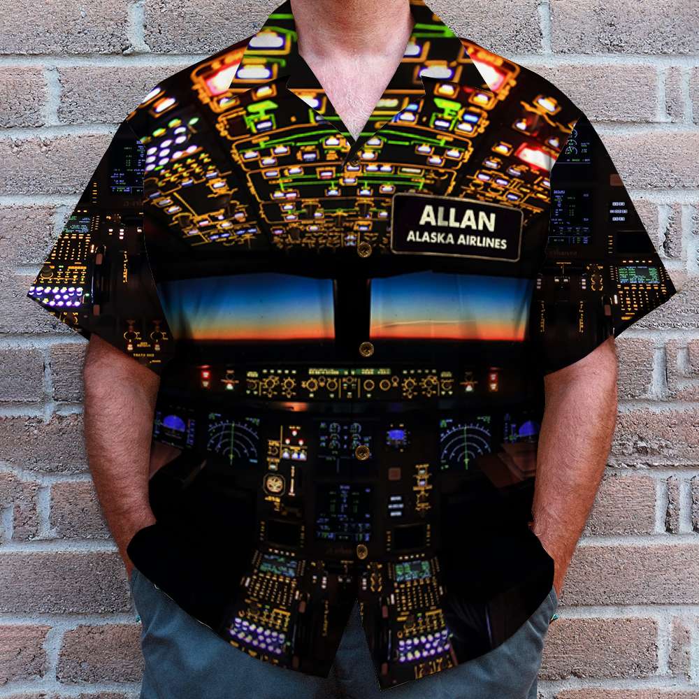 litzzy Personalized Pilot Hawaiian Shirt and Men Beach Shorts Pilot Control Panel Hawaiian Shirt For Men, Woman, Litzzy Aloha Shirt Hawaii Shirt   