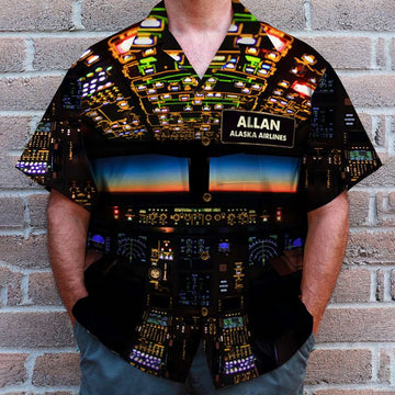 litzzy Personalized Pilot Hawaiian Shirt and Men Beach Shorts Pilot Control Panel Hawaiian Shirt For Men, Woman, Litzzy Aloha Shirt Hawaii Shirt   