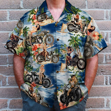 litzzy Pin Up Girl Biker Hawaiian Shirt, Gift For Biker Hawaiian Shirt For Men, Woman, Litzzy Aloha Shirt Hawaii Shirt   