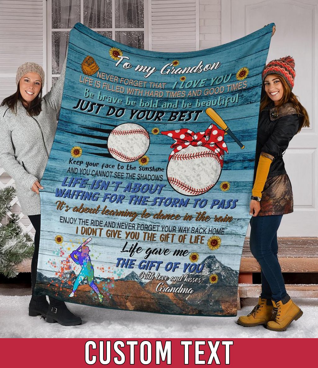 litzzy Baseball To My Grandson Fleece Blanket - Nh0808201Ki Quilt Blanket   