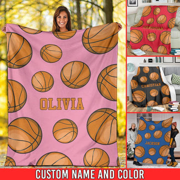 litzzy Collection Personalized Basketball Pattern Fleece Blanket - Nh0911201 Quilt Blanket CUSTOM COLOR 60 X 80 