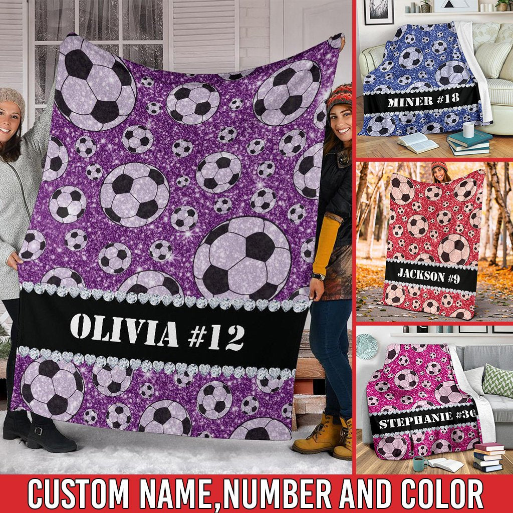 litzzy Personalized Soccer Glitter Fleece Blanket - Tlnh1311203 Quilt Blanket CUSTOM COLOR 60 X 80 