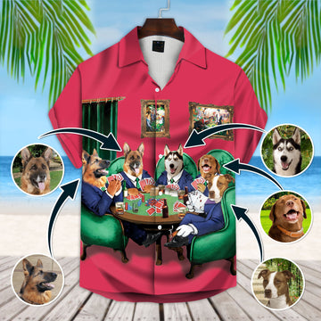 litzzy Custom Dog Poker Short-Sleeve Hawaiian Shirt Hawaii Shirt   
