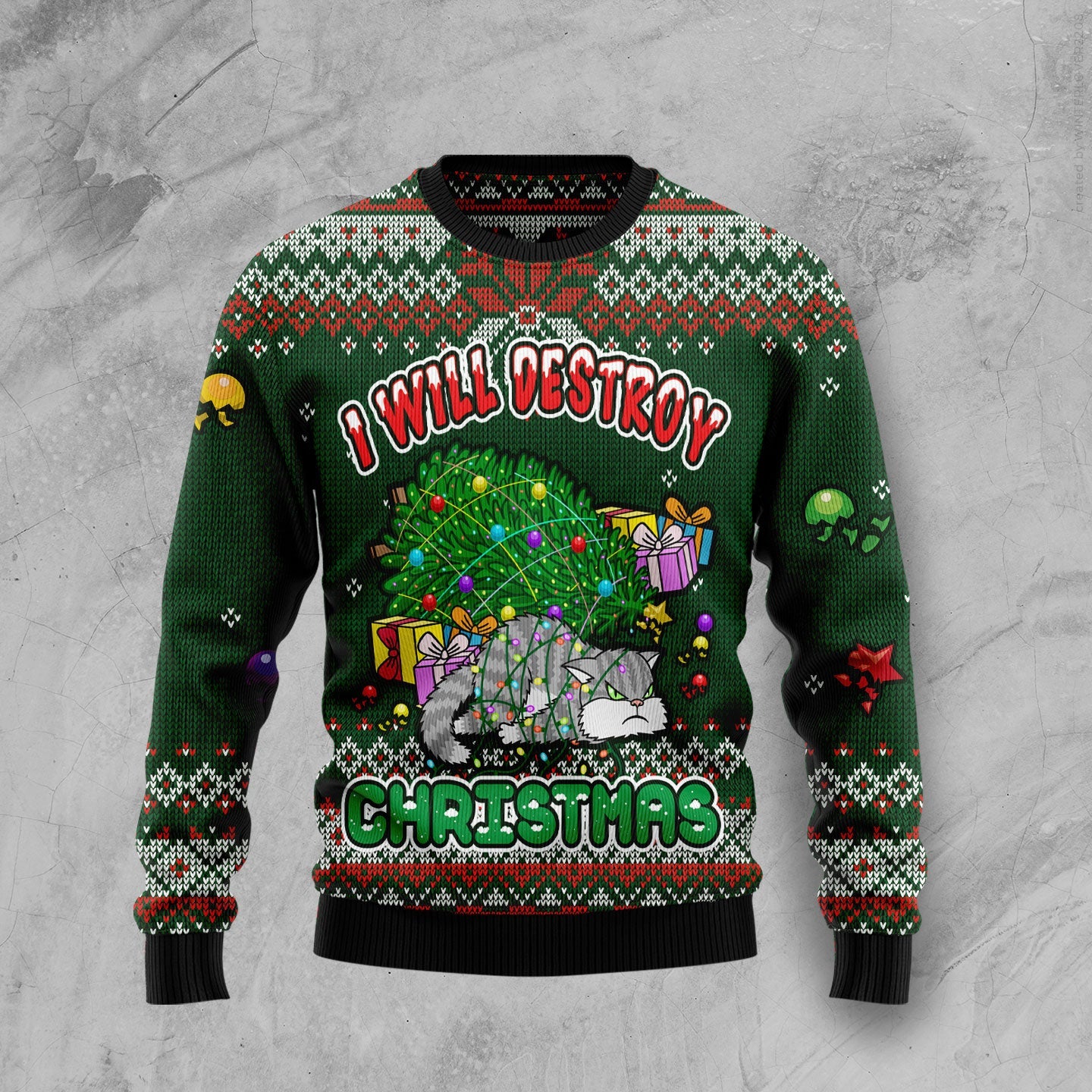 litzzy Funny Cat I Will Destroy Christmas HT100708 Ugly Christmas Sweater -  Best Gift For Christmas, Noel Malalan - Christmas Signature sweater   