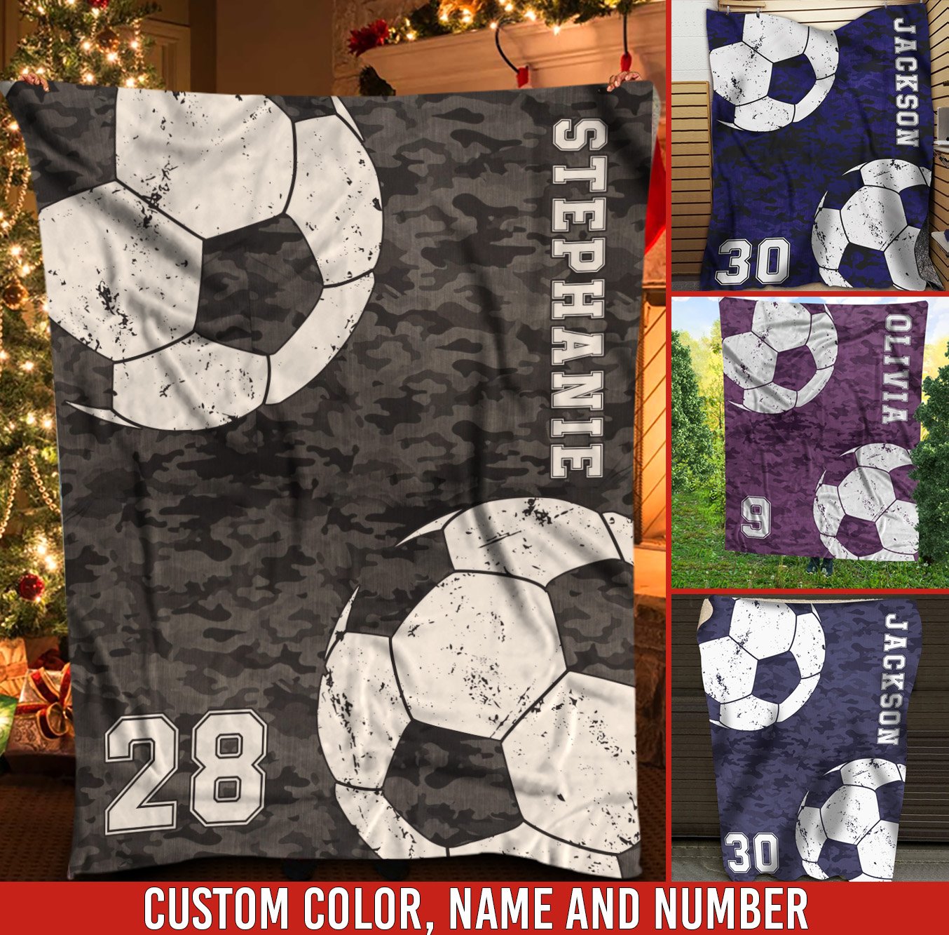 litzzy Personalized Soccer Camouflage Collection Fleece Blanket - Tlnh0911202 Quilt Blanket CUSTOM COLOR 50 x 60 