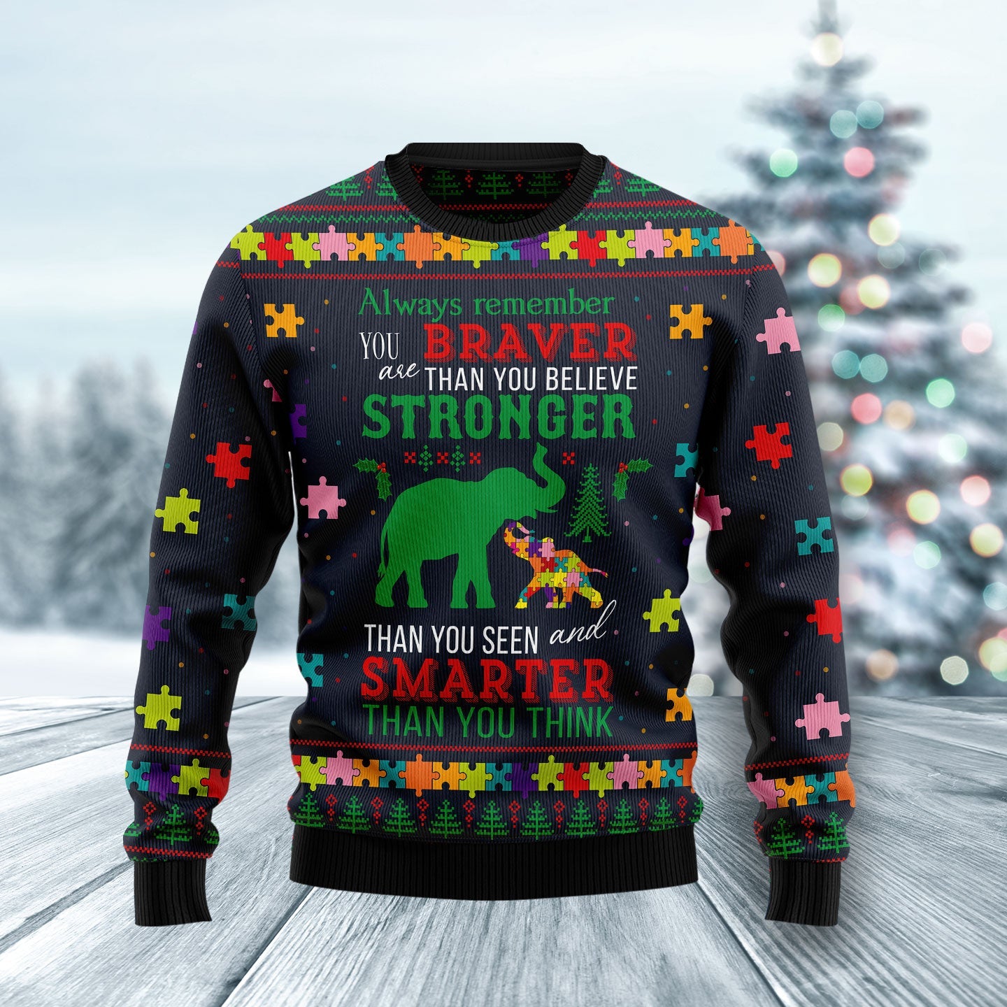 litzzy Elephant Autism Awareness HZ102810 Ugly Christmas Sweater -  Best Gift For Christmas, Noel Malalan - Christmas Signature sweater   
