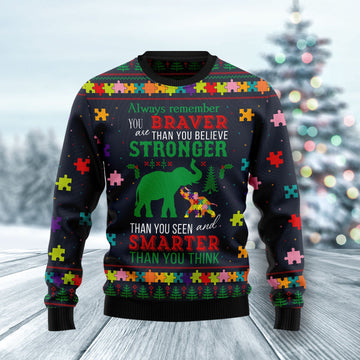 litzzy Elephant Autism Awareness HZ102810 Ugly Christmas Sweater -  Best Gift For Christmas, Noel Malalan - Christmas Signature sweater   