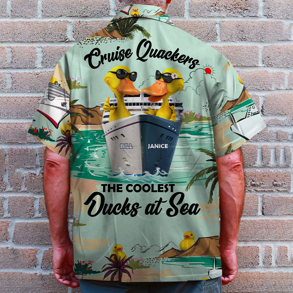 litzzy Personalized Cruising Ducks Hawaiian Shirt - Cruise Quackers The Coolest Ducks At Sea - Palm Cruise Pattern Hawaiian Shirt For Men, Woman, Litzzy Aloha Shirt Hawaiian Shirt   