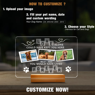 litzzy Custom LED Dog Lamp, Personalized Pet Photo Light, Pet Lover Gift, Pet Memorial Lamp, Mother's Day Gift Night Light   