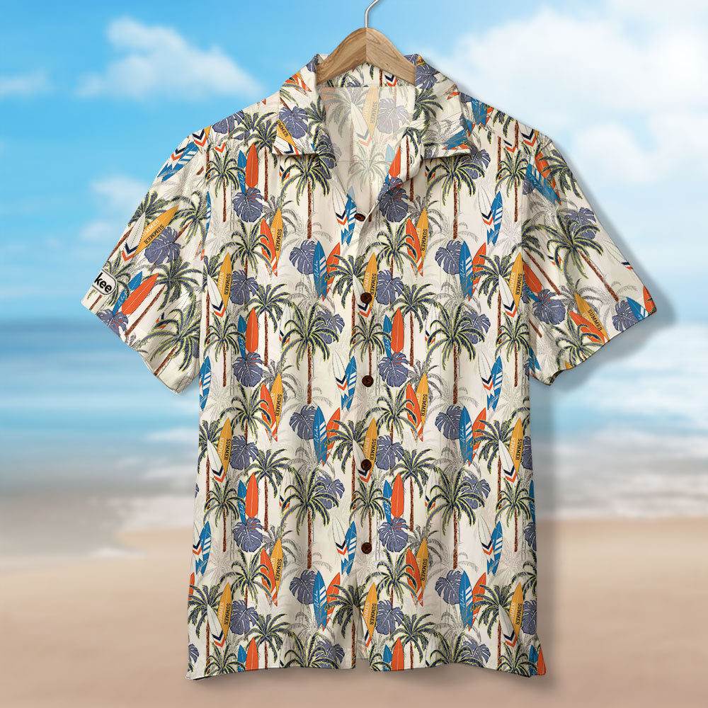 litzzy Surfing Hawaiian Shirt - Custom Palm Trees Background Hawaiian Shirt For Men, Woman, Litzzy Aloha Shirt Hawaii Shirt   