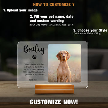 litzzy Custom LED Dog Lamp, Personalized Pet Photo Light, Pet Lover Gift, Pet Memorial Lamp, Mother's Day Gift Night Light   