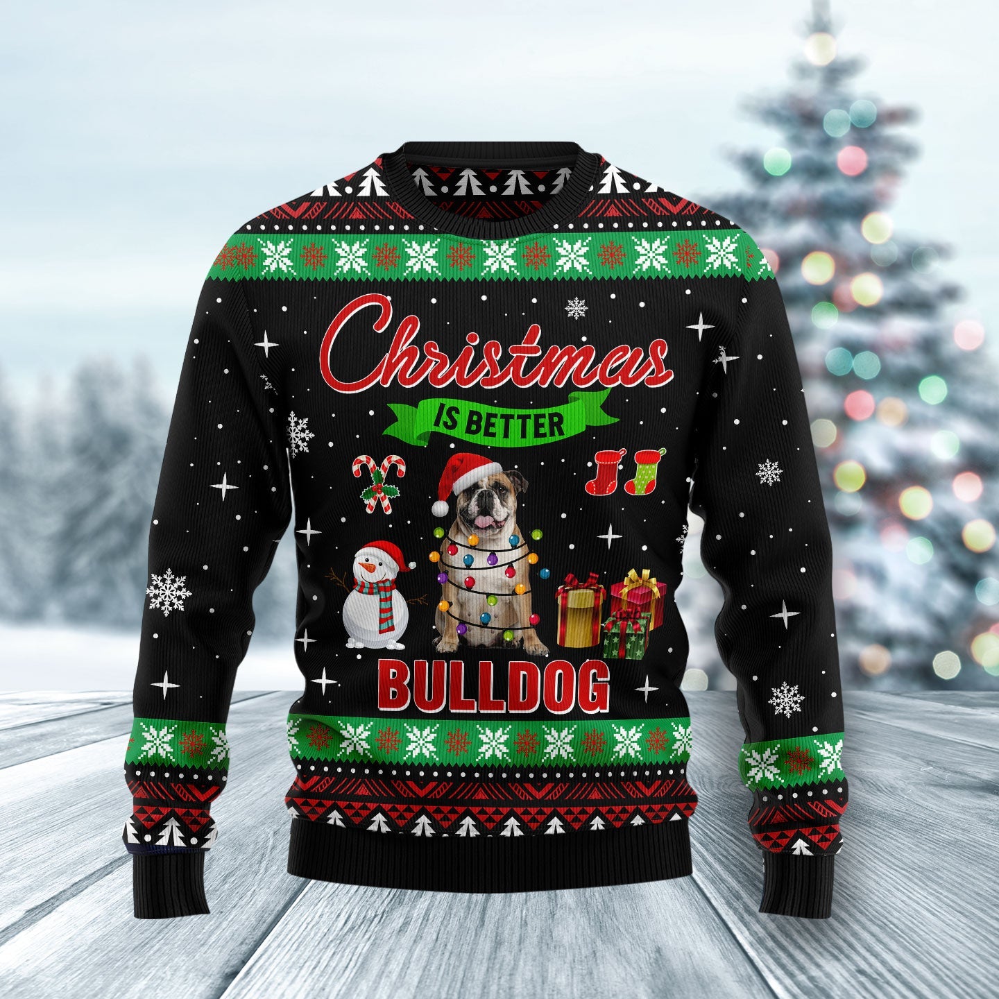 litzzy Christmas is better with Bulldog HT061123 Ugly Christmas Sweater -  Best Gift For Christmas, Noel Malalan - Christmas Signature sweater   