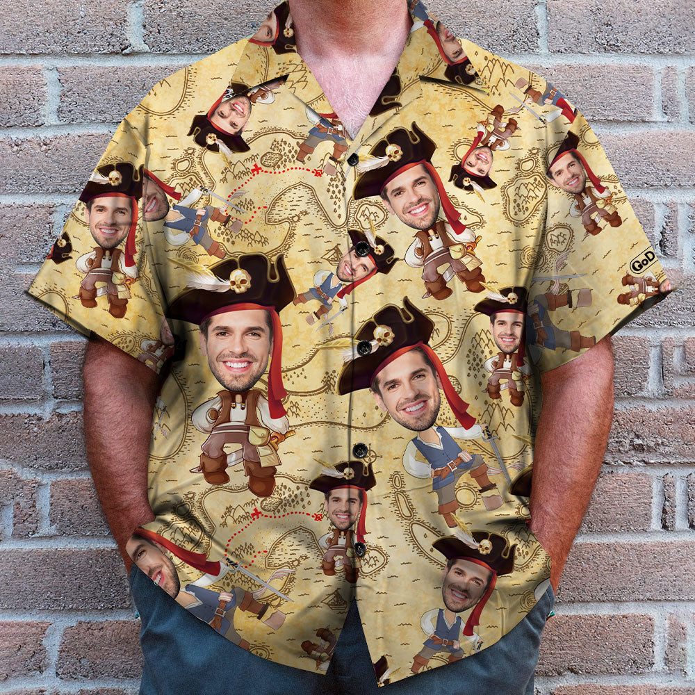 litzzy Custom Pirate Face Hawaiian Shirt and Men Beach Shorts- Summer Gift For Him, Pirate Lover Hawaiian Shirt For Men, Woman, Litzzy Aloha Shirt Hawaiian Shirt   