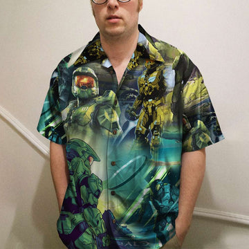 litzzy Halo Infinite Science-Fiction Artwork - Hawaiian Shirt, Aloha Shirt Hawaiian Shirt For Men, Woman, Litzzy Aloha Shirt Hawaii Shirt   