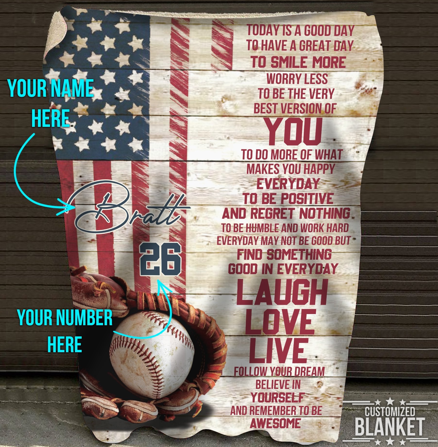 litzzy Personalized Baseball Today Is A Good Day Fleece Blanket - Tlnb1011201 Quilt Blanket   