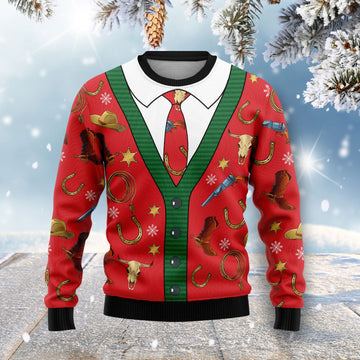 litzzy Cowboy HZ101522 Ugly Christmas Sweater -  Best Gift For Christmas, Noel Malalan - Christmas Signature sweater   