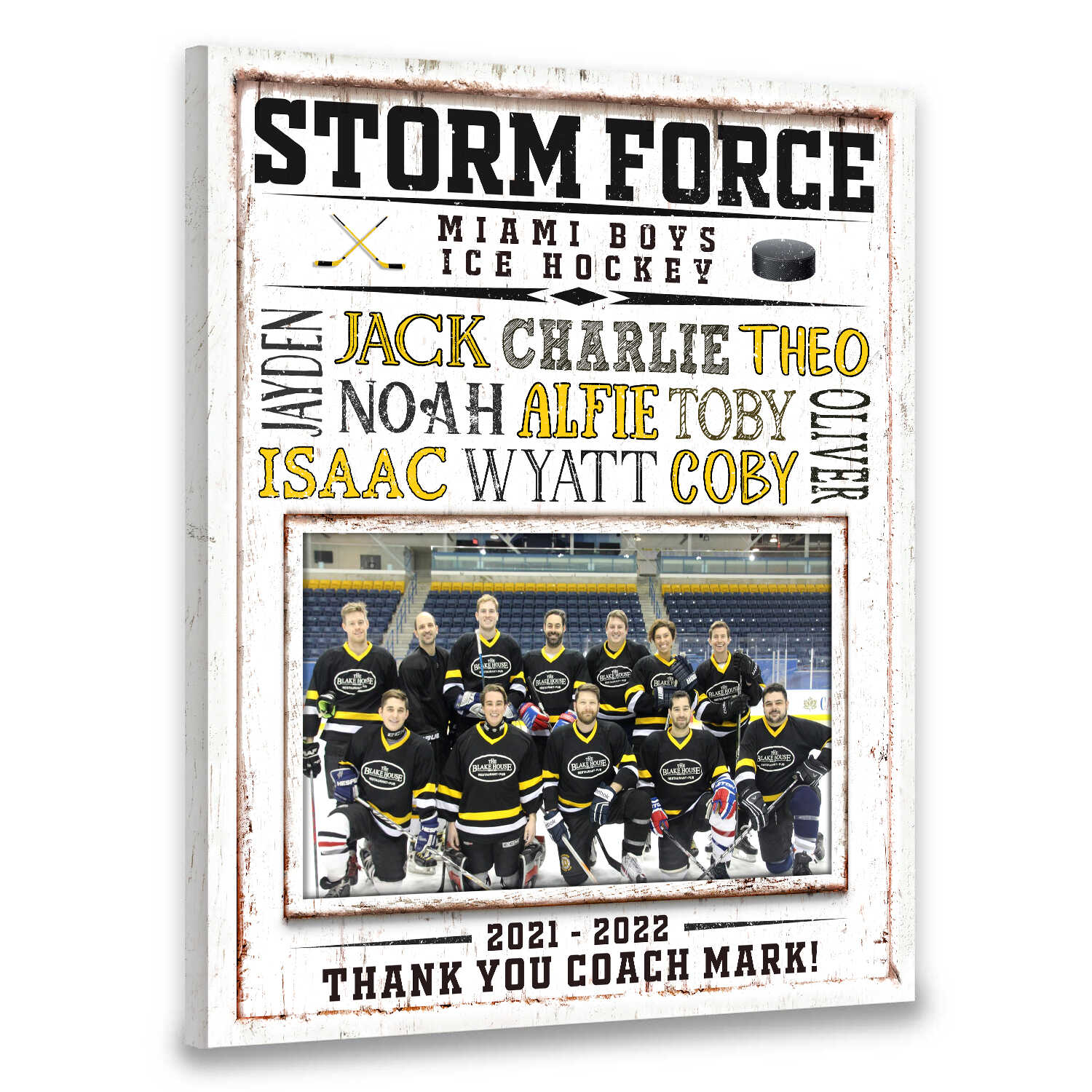 litzzy Hockey Coach Gift, Hockey Team Gift, Custom Printable Hockey Team Photo Gift, Boys Hockey Canvas, End of Season Ice Hockey Gift Canvas Wall Art   