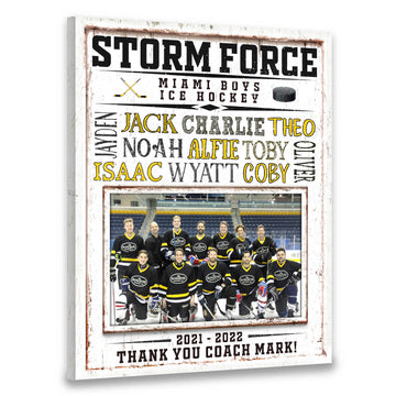 litzzy Hockey Coach Gift, Hockey Team Gift, Custom Printable Hockey Team Photo Gift, Boys Hockey Canvas, End of Season Ice Hockey Gift Canvas Wall Art   