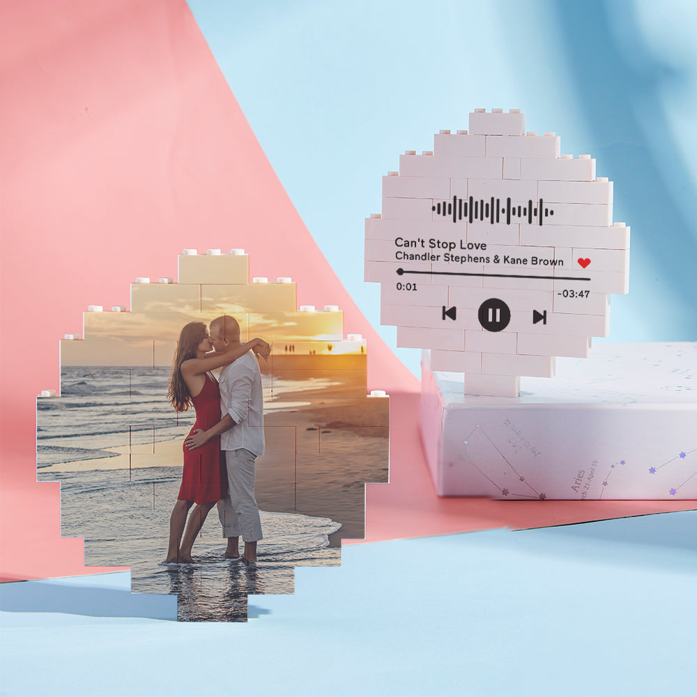 litzzy Custom Music Code Building Block Personalized Photo Brick Puzzles Building Brick Photo Photo & Music Code 12.1*12.7cm=4.76*5in 