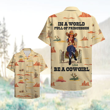 litzzy Personalized Cowgirl Hawaiian Shirt - Desert Pattern - Be A Cowgirl Hawaiian Shirt For Men, Woman, Litzzy Aloha Shirt Hawaiian Shirt   