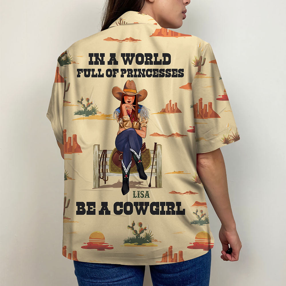 litzzy Personalized Cowgirl Hawaiian Shirt - Desert Pattern - Be A Cowgirl Hawaiian Shirt For Men, Woman, Litzzy Aloha Shirt Hawaiian Shirt   