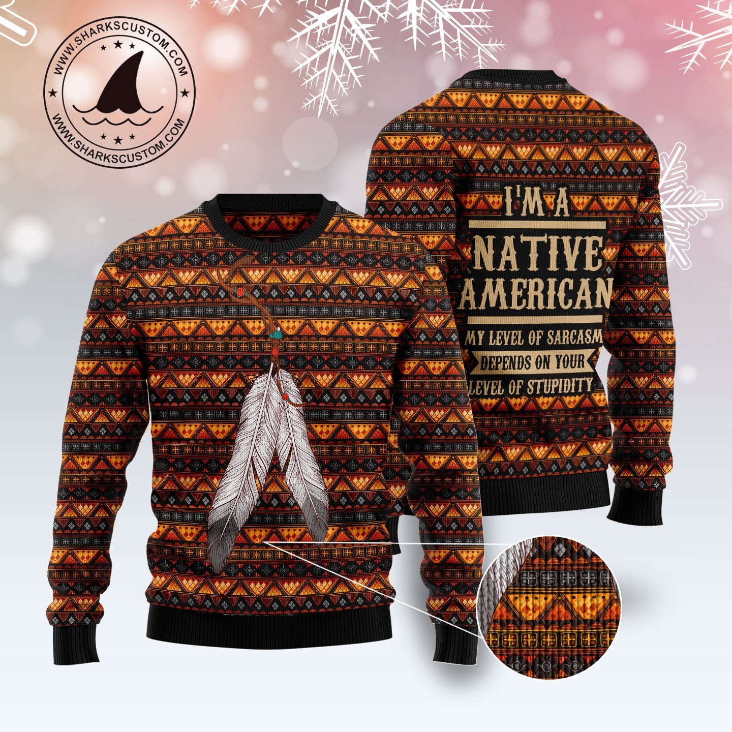 litzzy Native Feather TY0311 Ugly Christmas Sweater -  Best Gift For Christmas, Noel Malalan - Christmas Signature sweater   