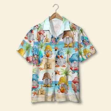 litzzy Personalized Gnome Hawaiian Shirt, Beach Pattern, Gift For Friends, Family Hawaiian Shirt For Men, Woman, Litzzy Aloha Shirt Hawaii Shirt   
