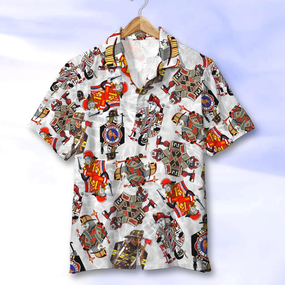 litzzy Firefighter Playing Card Hawaiian Shirt, Aloha Shirt, Gift For Him Hawaiian Shirt For Men, Woman, Litzzy Aloha Shirt Hawaii Shirt   