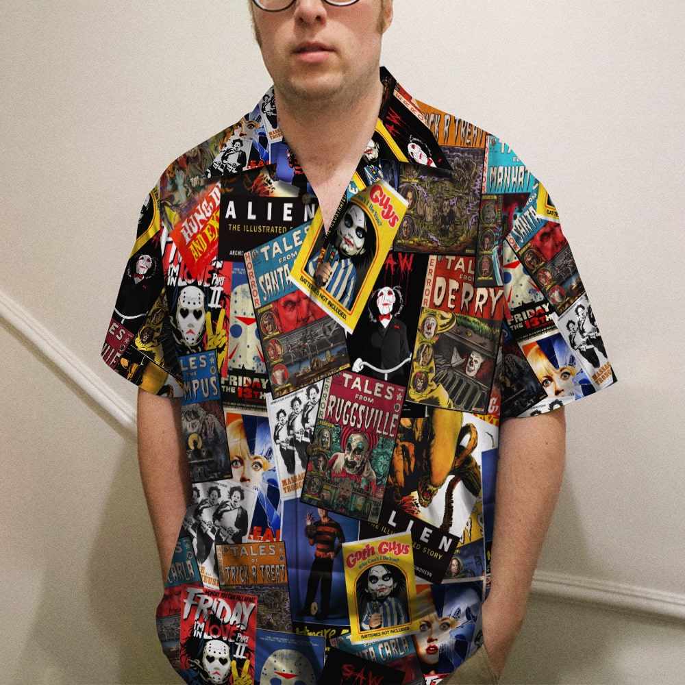 litzzy Horror Movie Film Hawaiian Shirt And Men Beach Shorts 5 Hawaiian Shirt For Men, Woman, Litzzy Aloha Shirt Hawaiian Shirt   