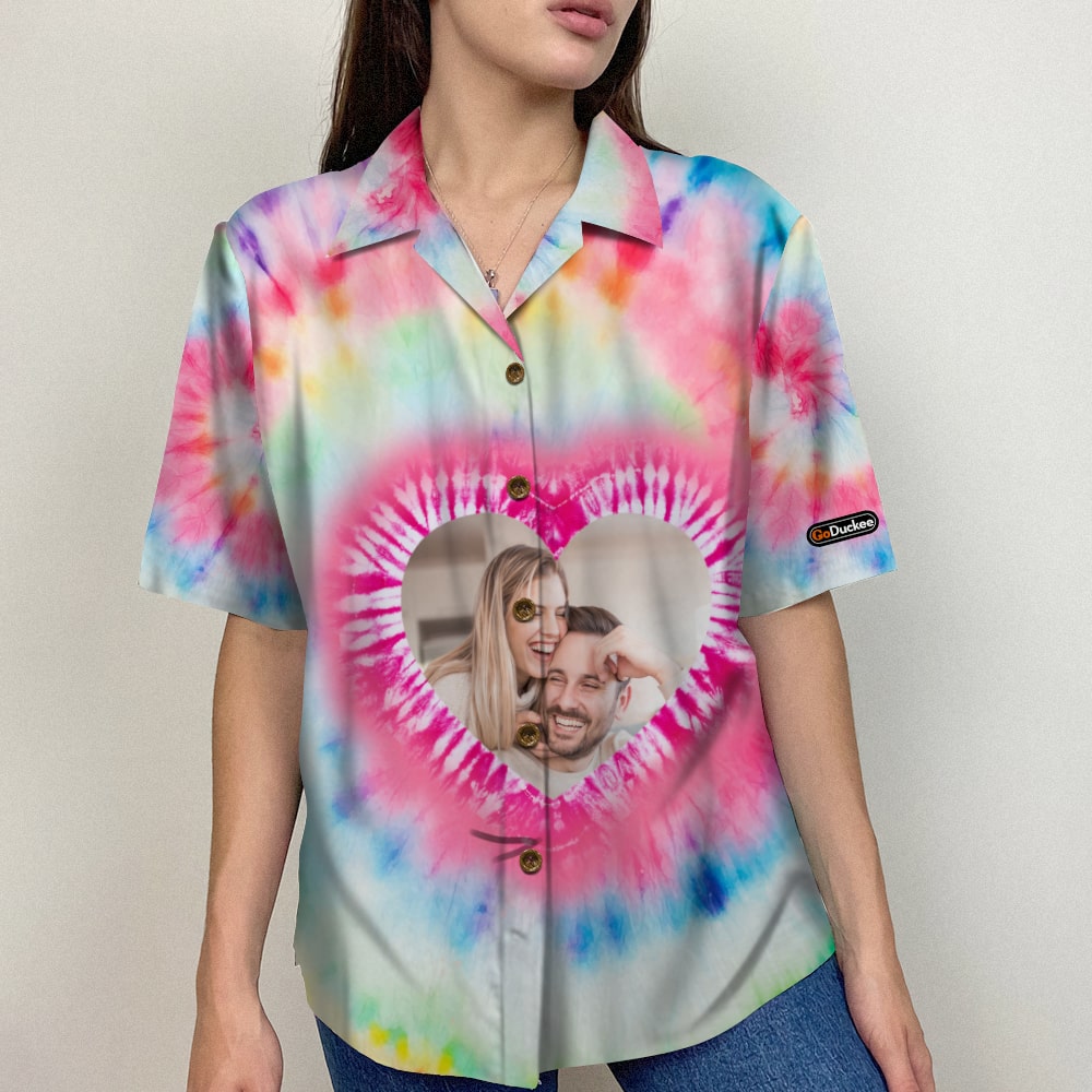 litzzy Custom Couple Tie Dye Hawaiian Shirt and Men Beach Shorts, Gift For Couple Hawaiian Shirt For Men, Woman, Litzzy Aloha Shirt Hawaii Shirt   