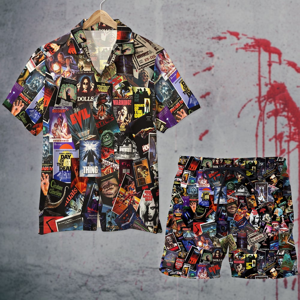 litzzy Horror Movie Film Hawaiian Shirt and Men Beach Shorts 01 Hawaiian Shirt For Men, Woman, Litzzy Aloha Shirt Hawaiian Shirt   