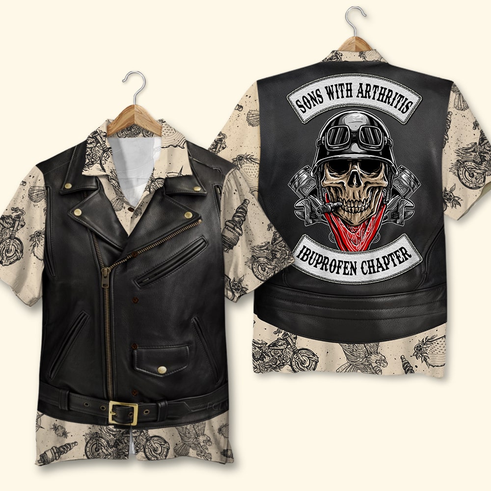 litzzy Biker Sons of Arthritis Ibuprofen Chapter Hawaiian Shirt Gift For Bike Lovers Hawaiian Shirt For Men, Woman, Litzzy Aloha Shirt Hawaiian Shirt   