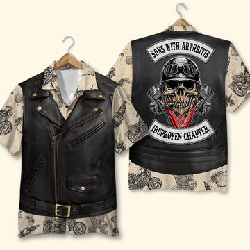 litzzy Biker Sons of Arthritis Ibuprofen Chapter Hawaiian Shirt Gift For Bike Lovers Hawaiian Shirt For Men, Woman, Litzzy Aloha Shirt Hawaiian Shirt   