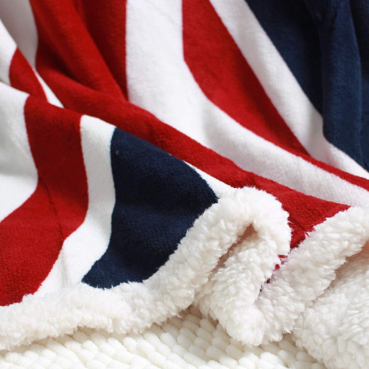 litzzy Oversized USA Flag Sherpa Fleece Throw Blanket Sherpa Fleece Blanket   
