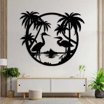 litzzy Crane palm tree- with holes - customer's request - Cut Metal Sign - Custom metal signs - Metal Monogram Sign for Home Decor    