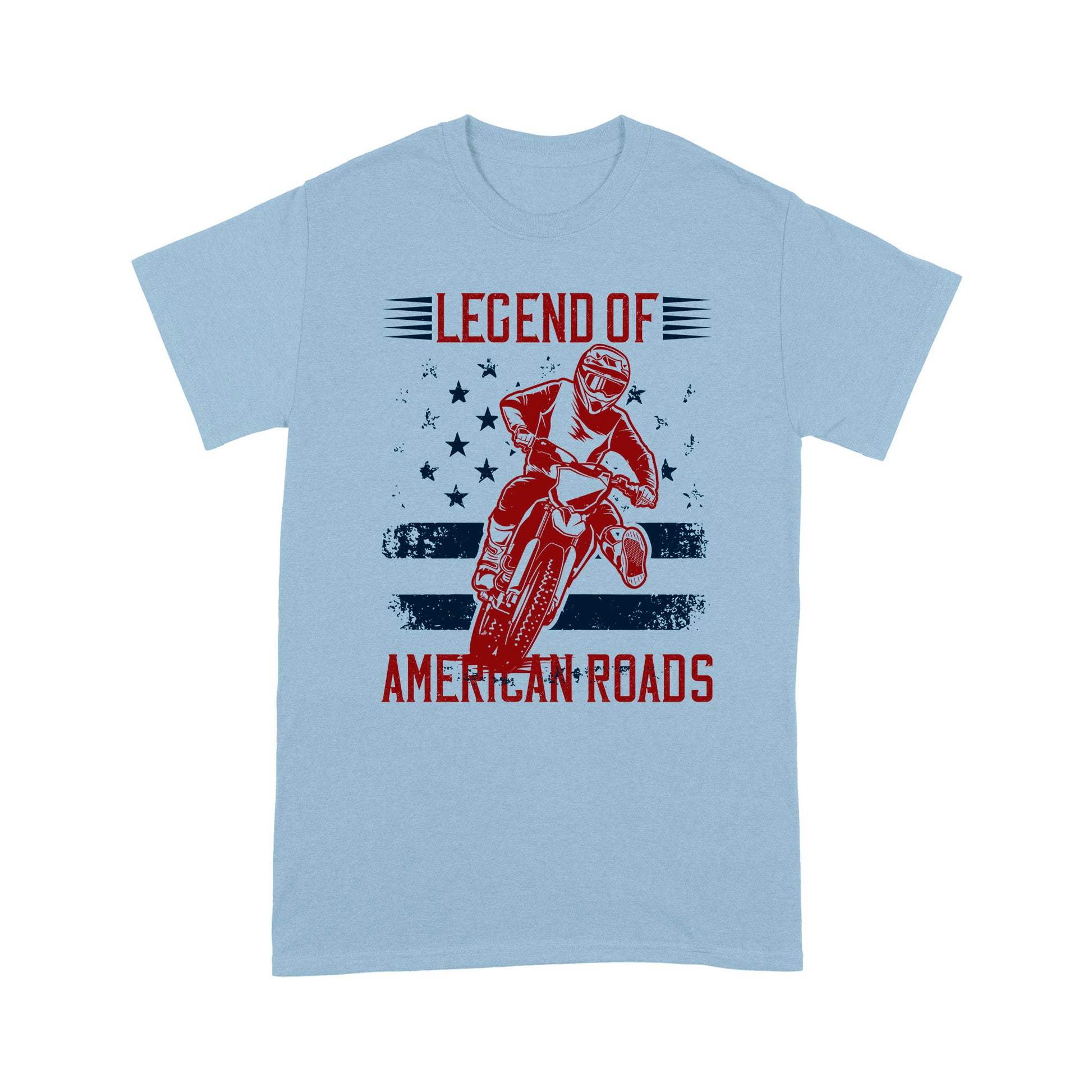 litzzy Legend of American roads - Motorcycle T-Shirt | Made in US T-Shirt S Light Blue 