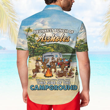 litzzy Personalized Camping Bigfoot Hawaiian Shirt - Beer Friends - Drunkest Bunch Of Assholes Hawaiian Shirt For Men, Woman, Litzzy Aloha Shirt Hawaiian Shirt   