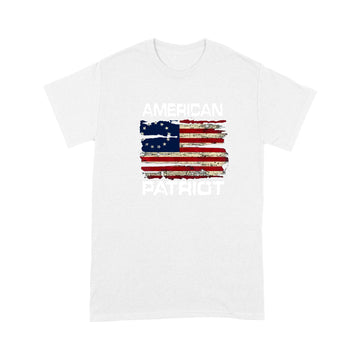 litzzy Patriort Day American Flag T-shirt | Made in US  S White 
