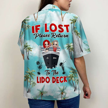 litzzy Personalized Cruising Friends Hawaiian Shirt - If Lost Please Return To The Lido Deck - Palm Tree Pattern Hawaiian Shirt For Men, Woman, Litzzy Aloha Shirt Hawaiian Shirt   