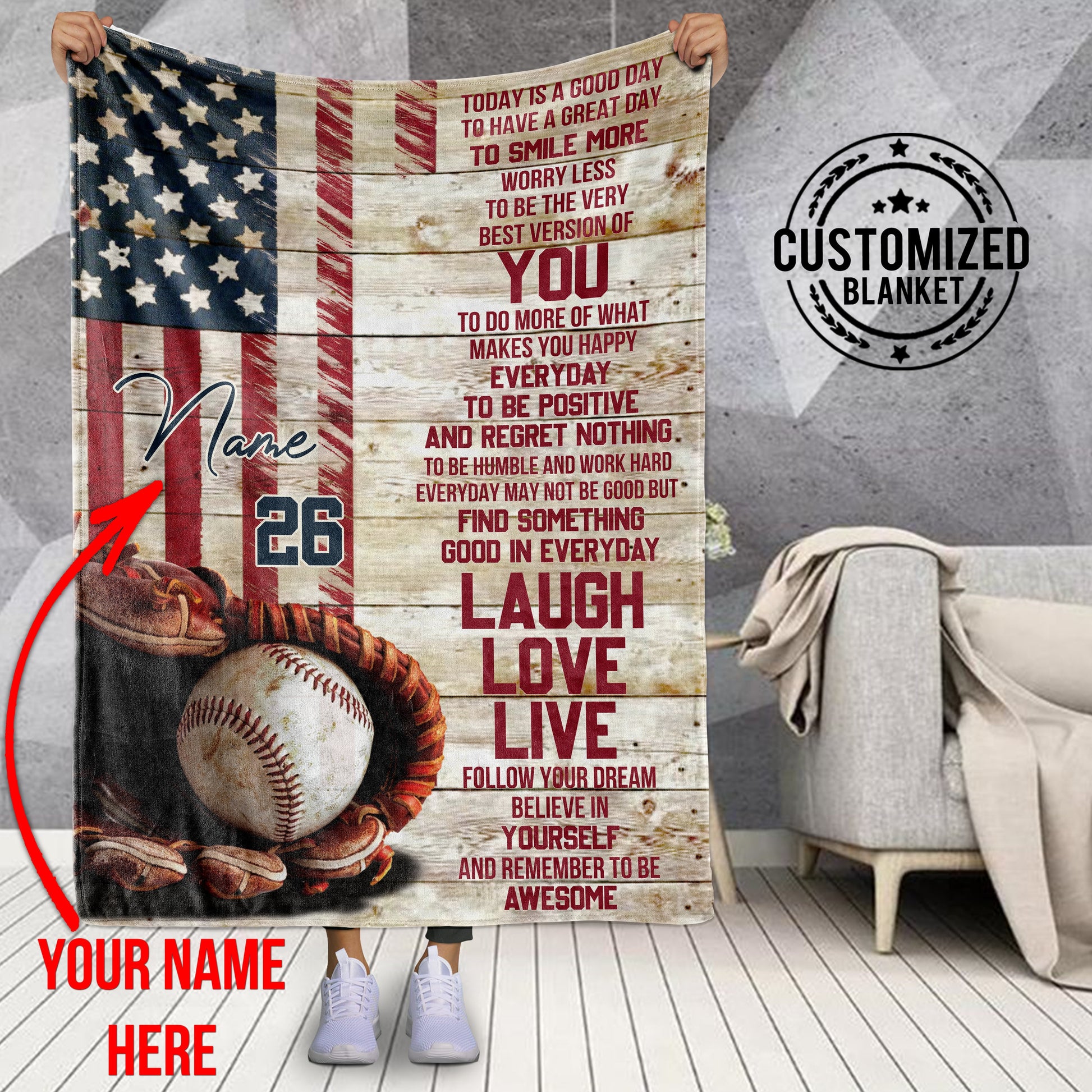 litzzy Personalized Baseball Today Is A Good Day Fleece Blanket - Tlnb1011201 Quilt Blanket 60x80  