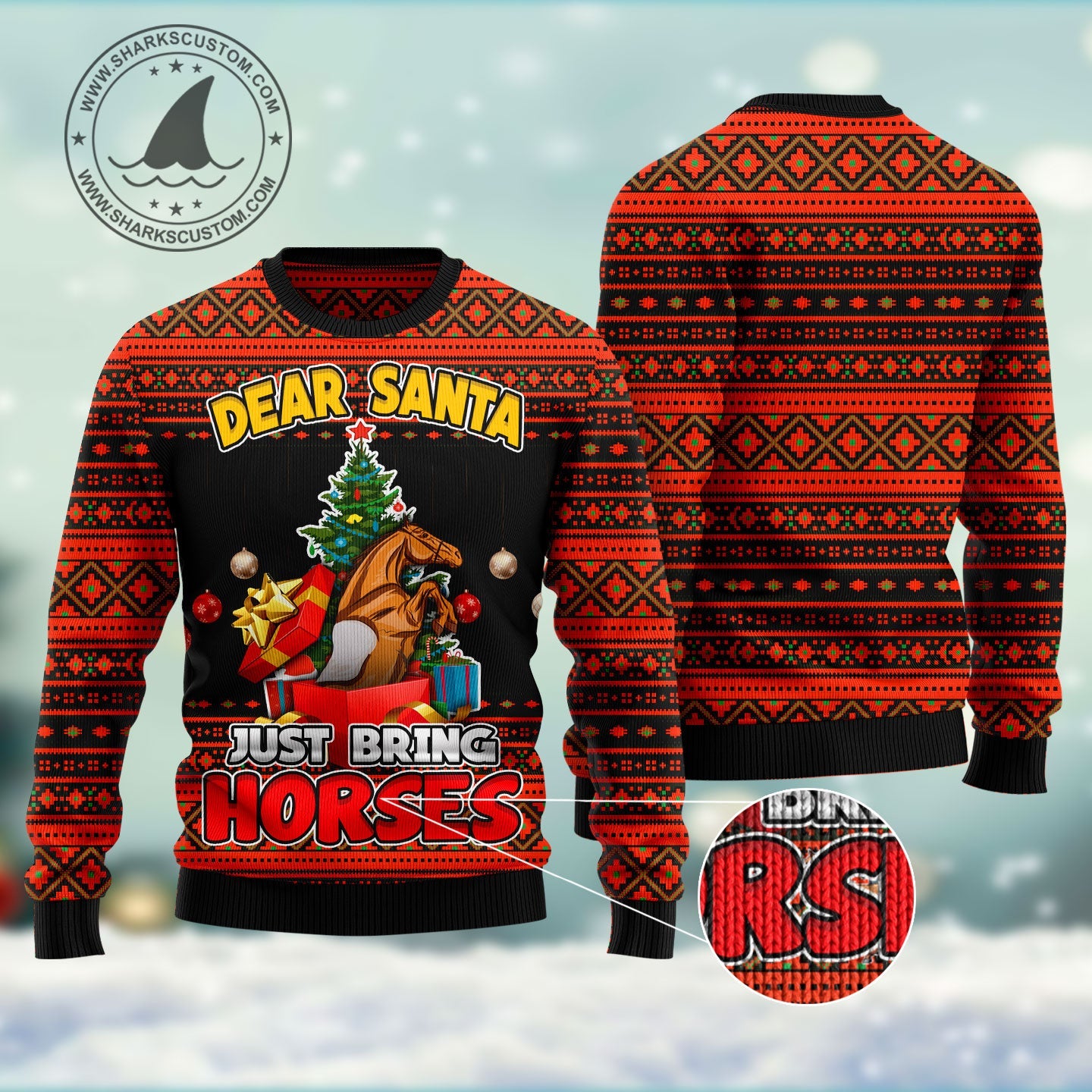 litzzy Dear Santa Just Bring Horses HT102102 Ugly Christmas Sweater -  Best Gift For Christmas, Noel Malalan - Christmas Signature sweater   