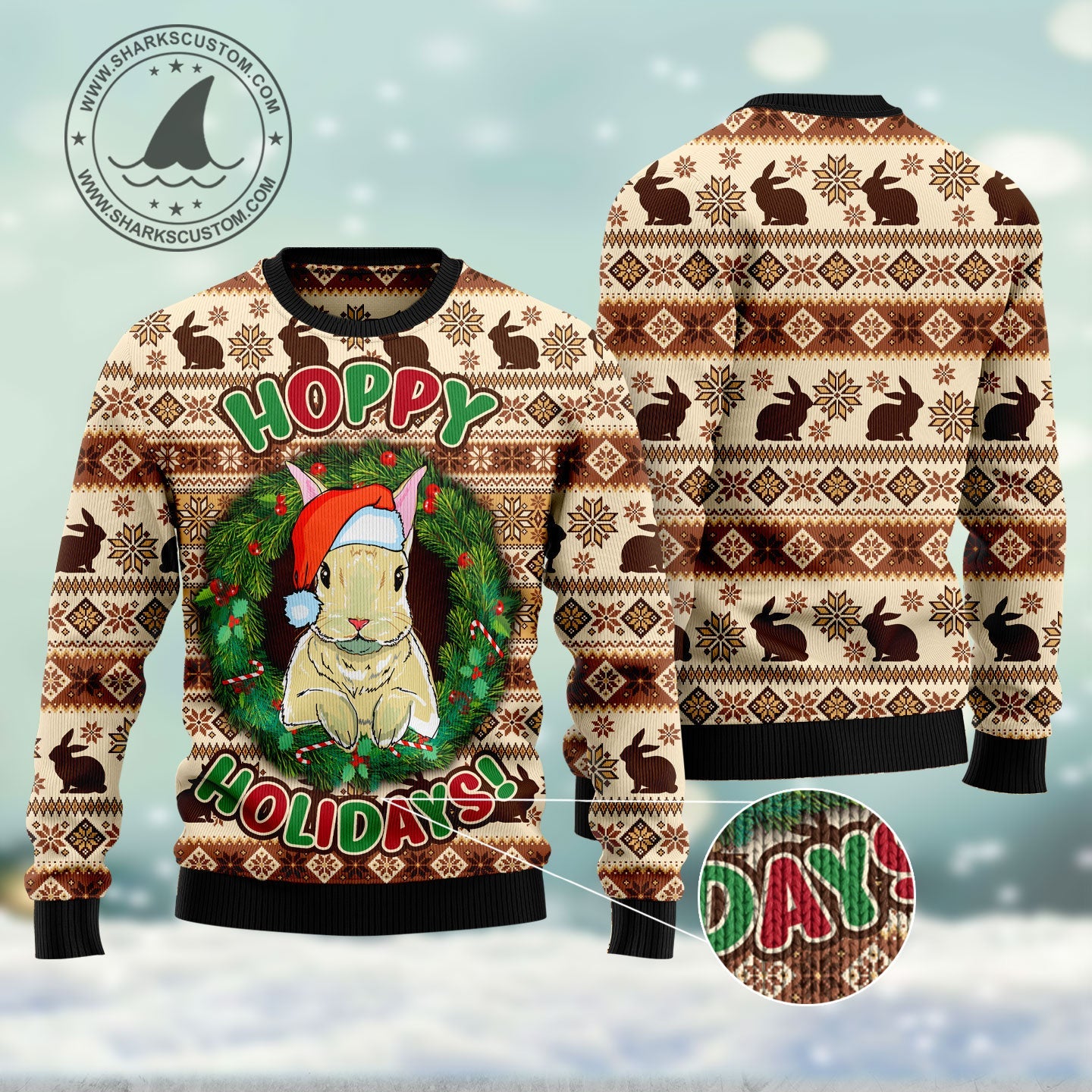 litzzy Rabbit Happy Holidays HT102103 Ugly Christmas Sweater -  Best Gift For Christmas, Noel Malalan - Christmas Signature sweater   