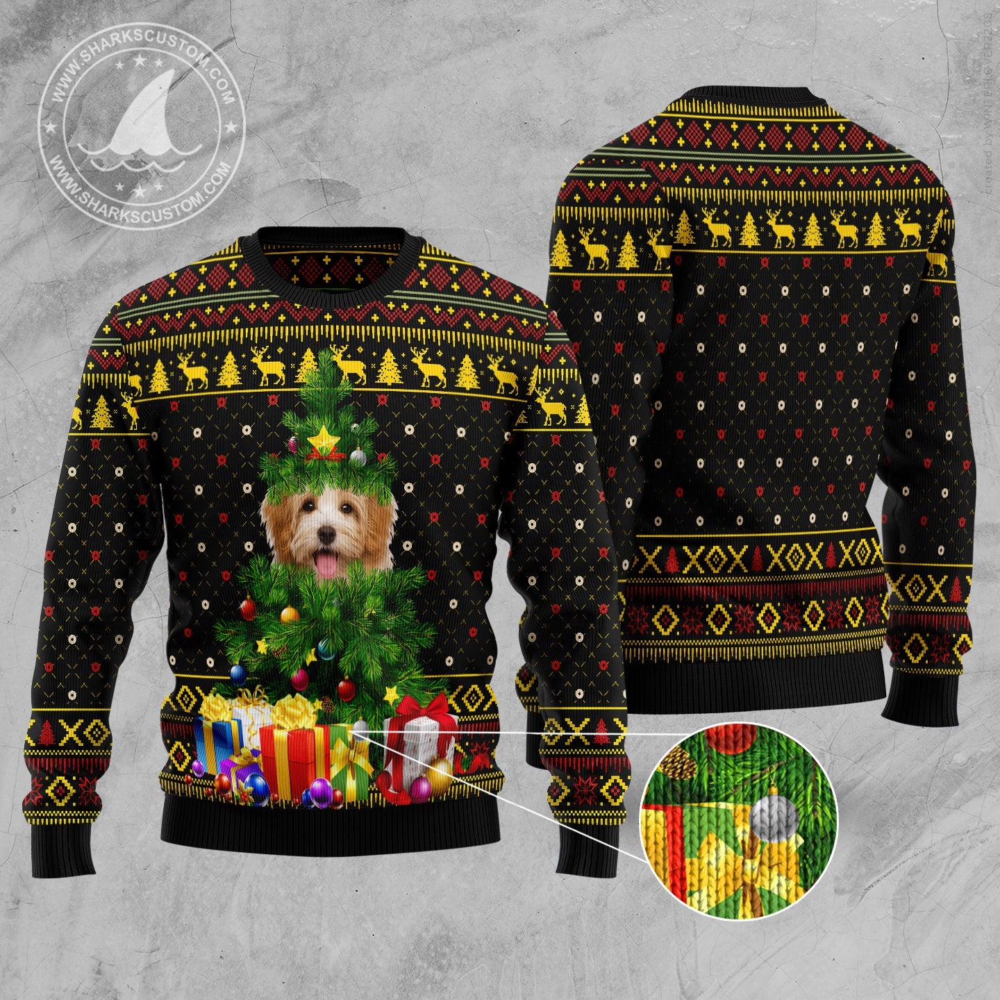 litzzy Goldendoodle Pine D2610 Ugly Christmas Sweater -  Best Gift For Christmas, Noel Malalan - Christmas Signature sweater   