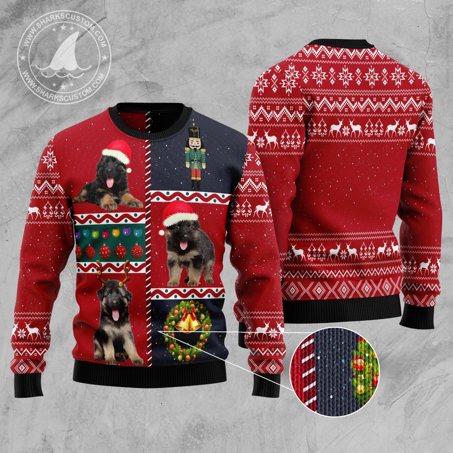litzzy German Shepherd Vintage D2610 Ugly Christmas Sweater -  Best Gift For Christmas, Noel Malalan - Christmas Signature sweater   