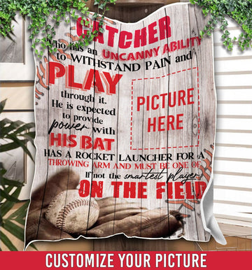 litzzy Personalized Baseball Catcher On The Field Fleece Blanket - Tlnh0312202 Quilt Blanket 60x80  