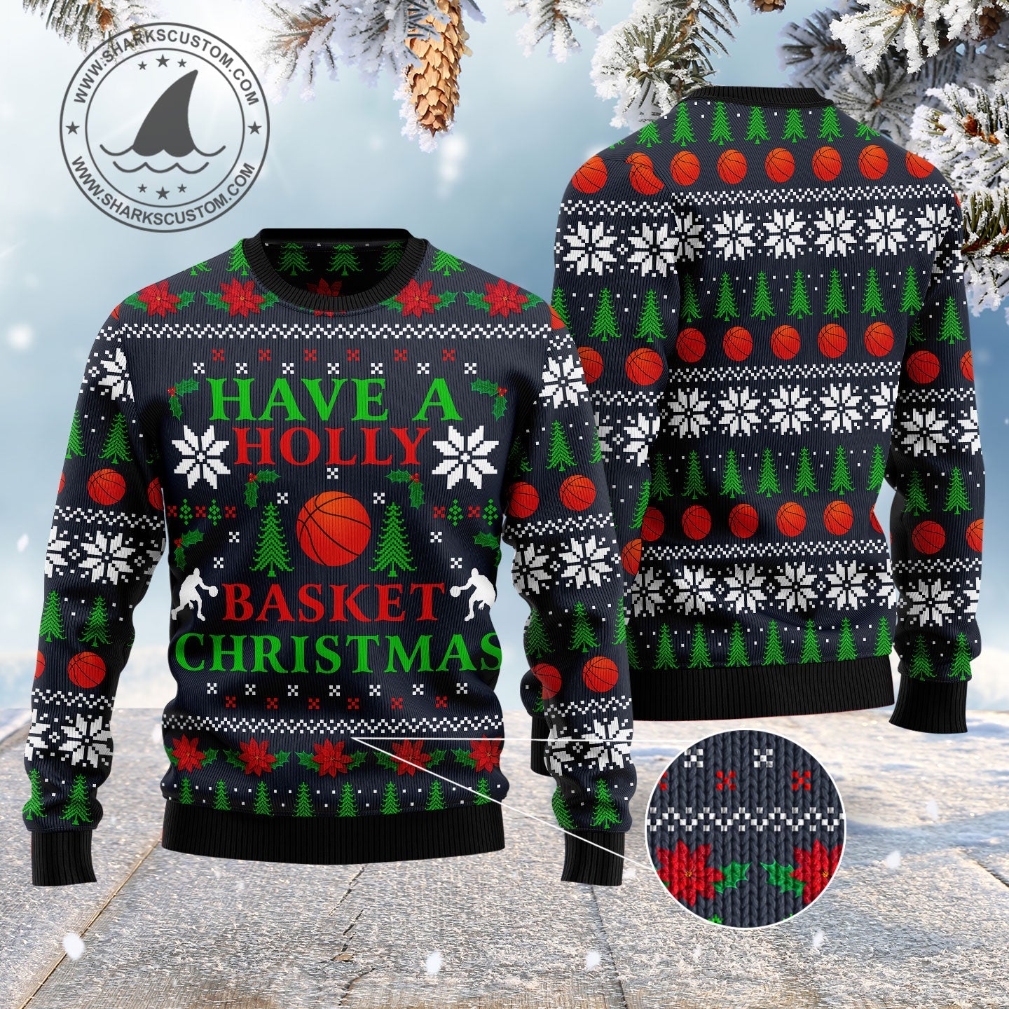 litzzy Holly Basket Basketball Christmas HZ102616 Ugly Christmas Sweater -  Best Gift For Christmas, Noel Malalan - Christmas Signature sweater   