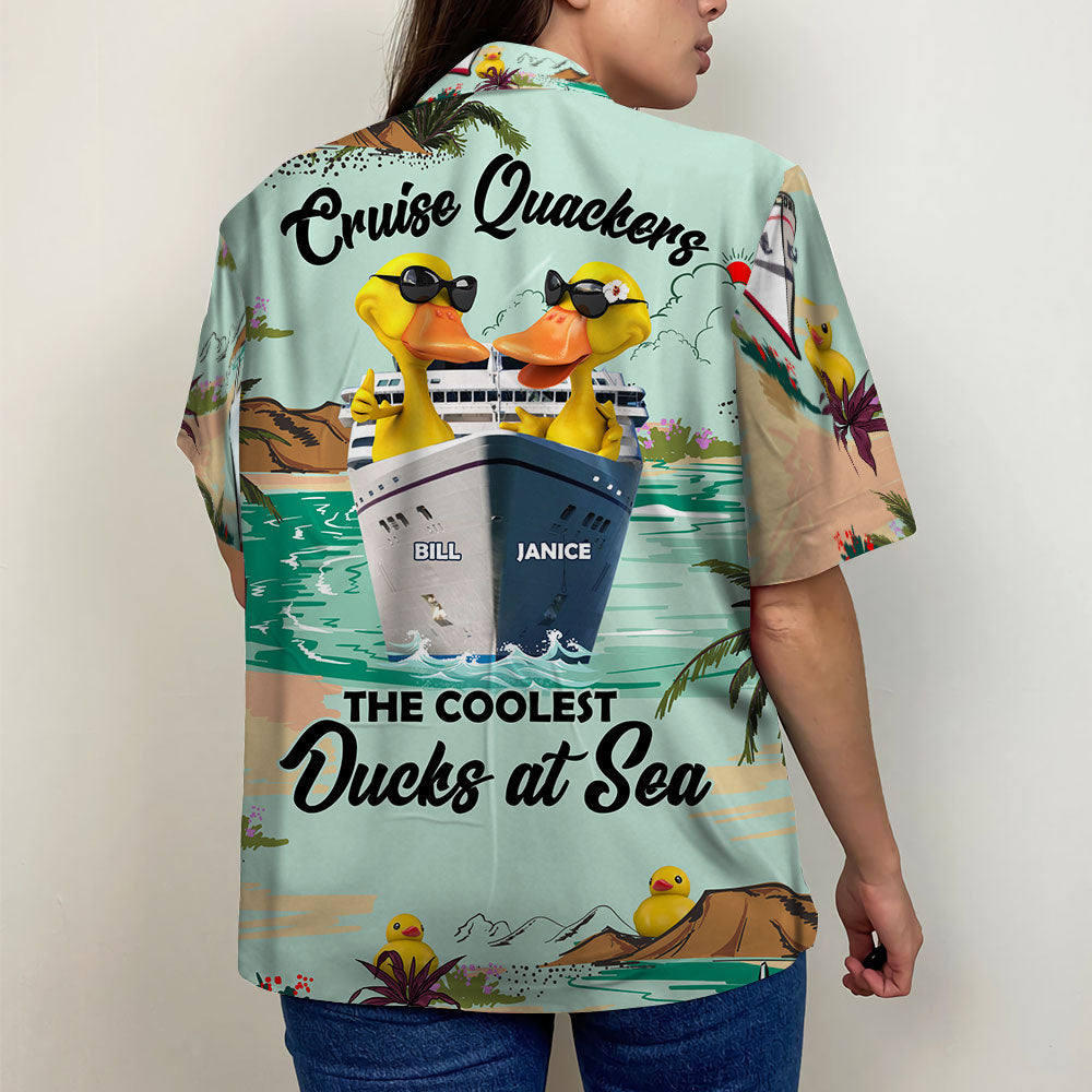 litzzy Personalized Cruising Ducks Hawaiian Shirt - Cruise Quackers The Coolest Ducks At Sea - Palm Cruise Pattern Hawaiian Shirt For Men, Woman, Litzzy Aloha Shirt Hawaiian Shirt   