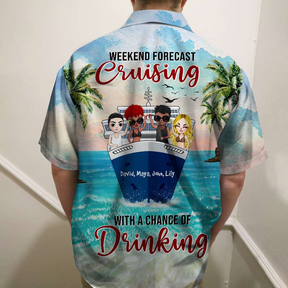 litzzy Personalized Cruising Friends Hawaiian Shirt - Weekend Forecast - Cheers To Friends On Cruise Ship frd2104 Fol8-Vd1 Hawaiian Shirt For Men, Woman, Litzzy Aloha Shirt Hawaiian Shirt   