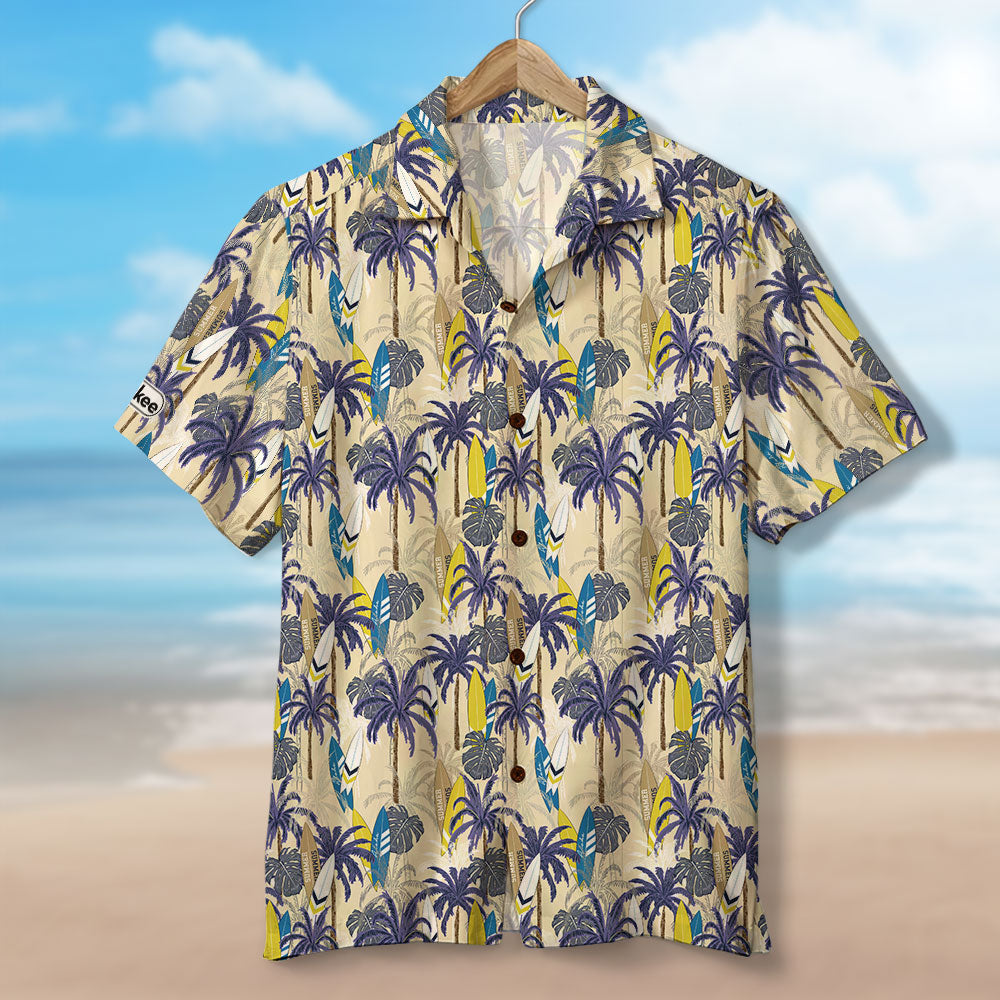litzzy Surfing Hawaiian Shirt - Custom Palm Trees Background Hawaiian Shirt For Men, Woman, Litzzy Aloha Shirt Hawaii Shirt   