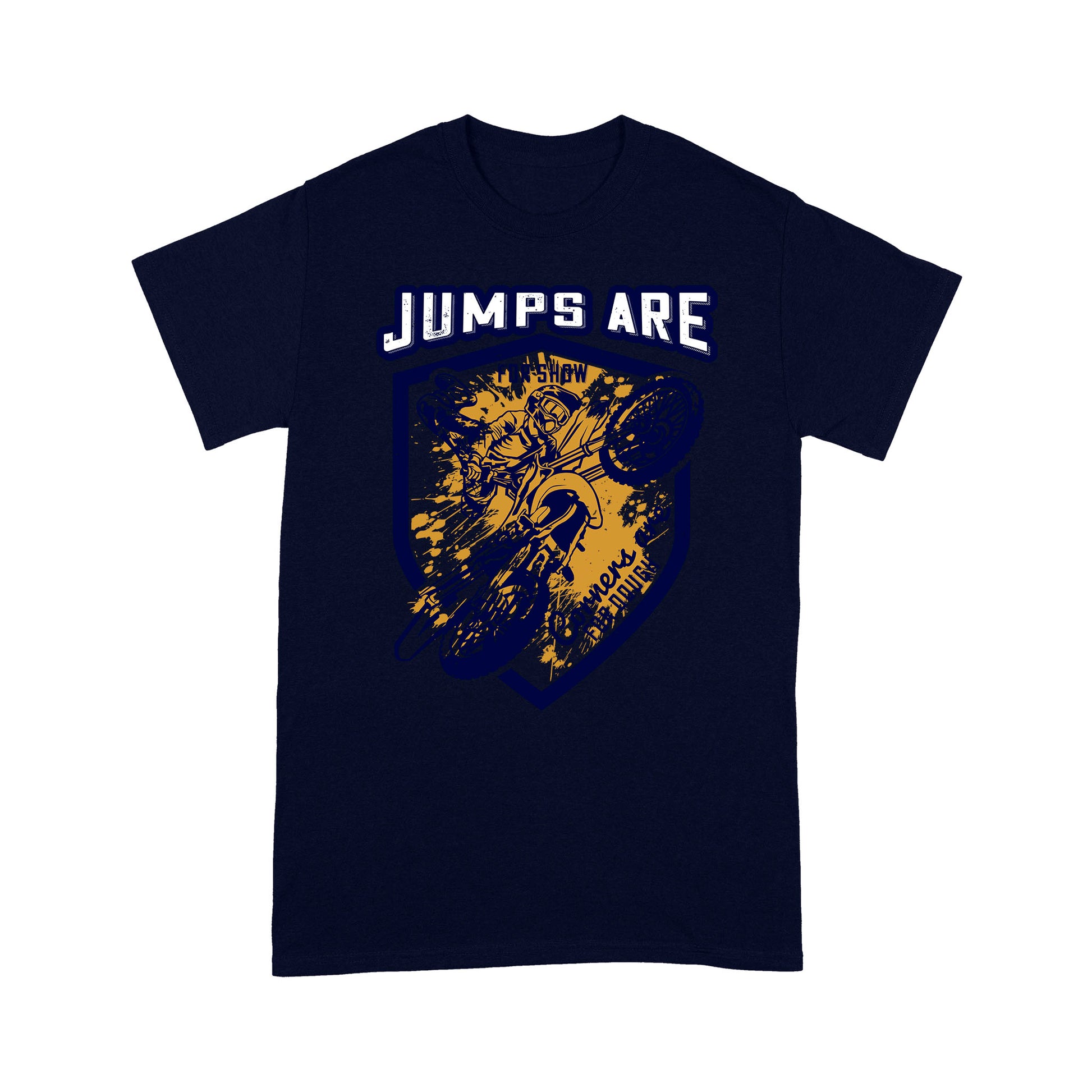 litzzy Jumps Are For Show, Corners Are For Dough - Motorcycle T-Shirt | Made in US T-Shirt S Navy 